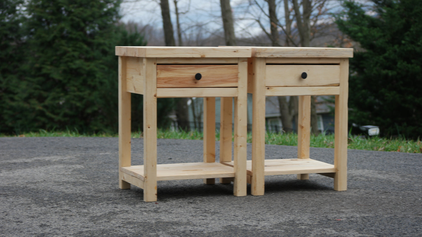 Rustic Farmhouse-Style Bedside Cabinet W/Drawer & Shelf (Natural)