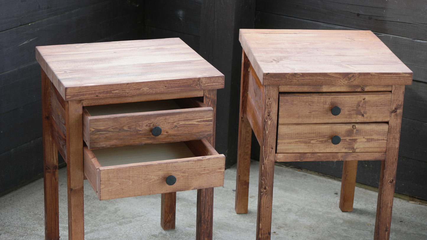 Farmhouse Style Nightstands With 2 Drawers