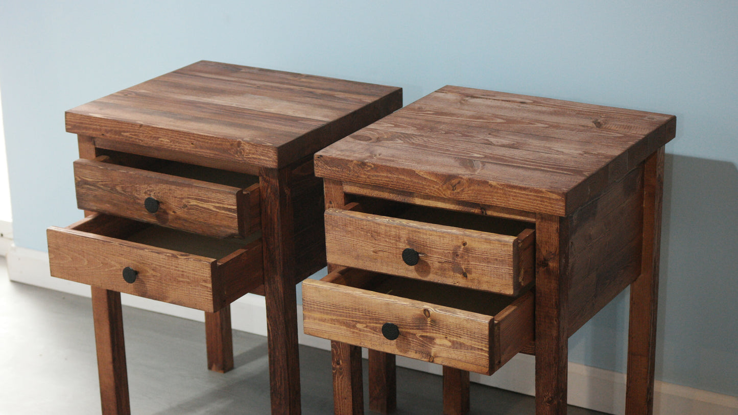 Farmhouse Style Nightstands With 2 Drawers