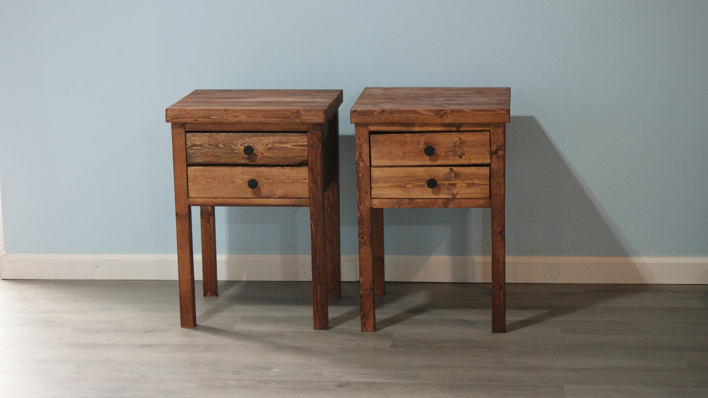 Farmhouse Style Nightstands With 2 Drawers