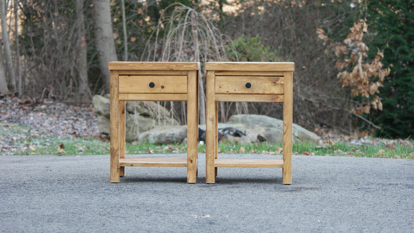 Rustic Farmhouse-Style Bedside Cabinet W/Drawer & Shelf (Weathered Oak)