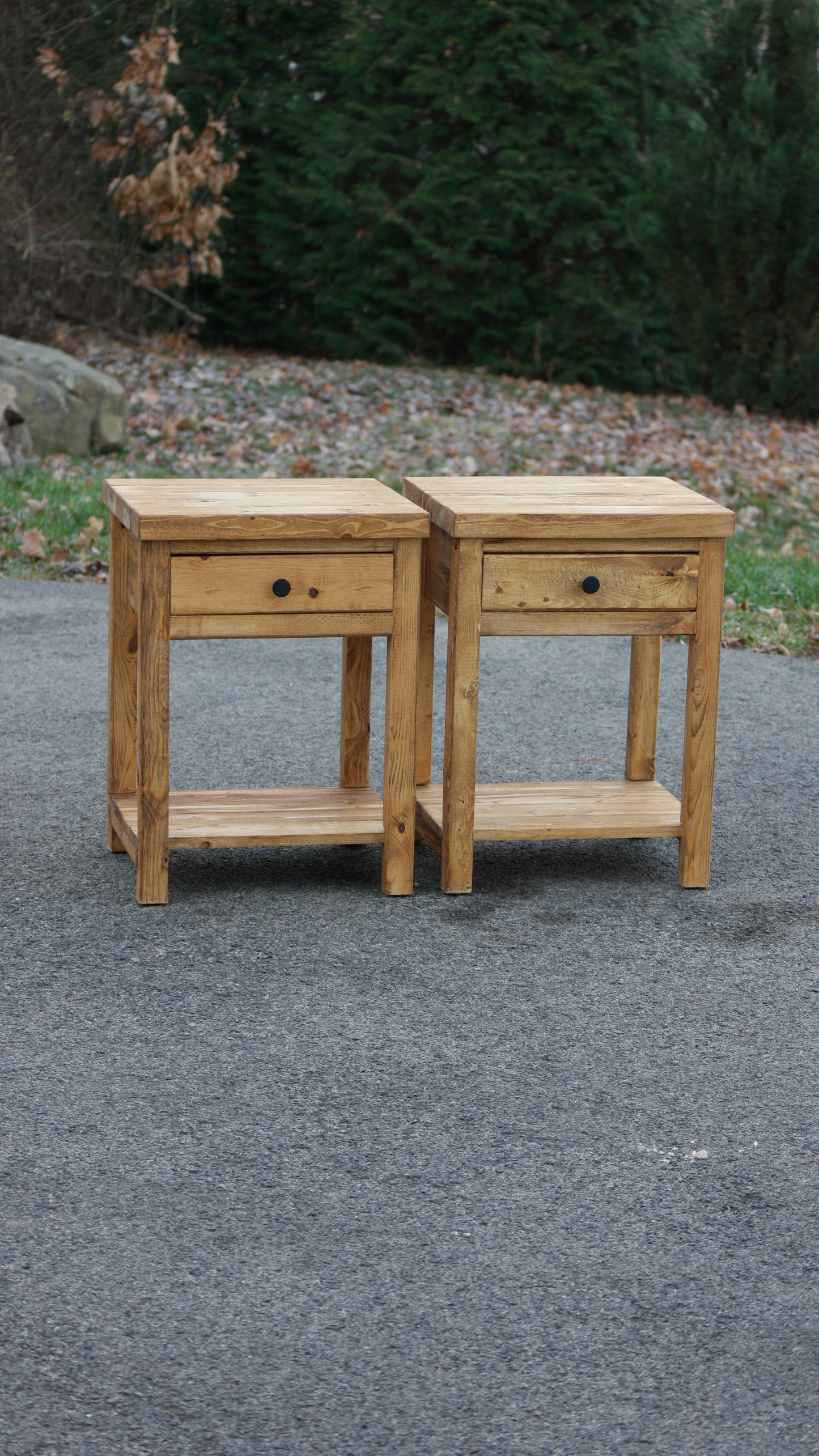 Rustic Farmhouse-Style Bedside Cabinet W/Drawer & Shelf (Weathered Oak)