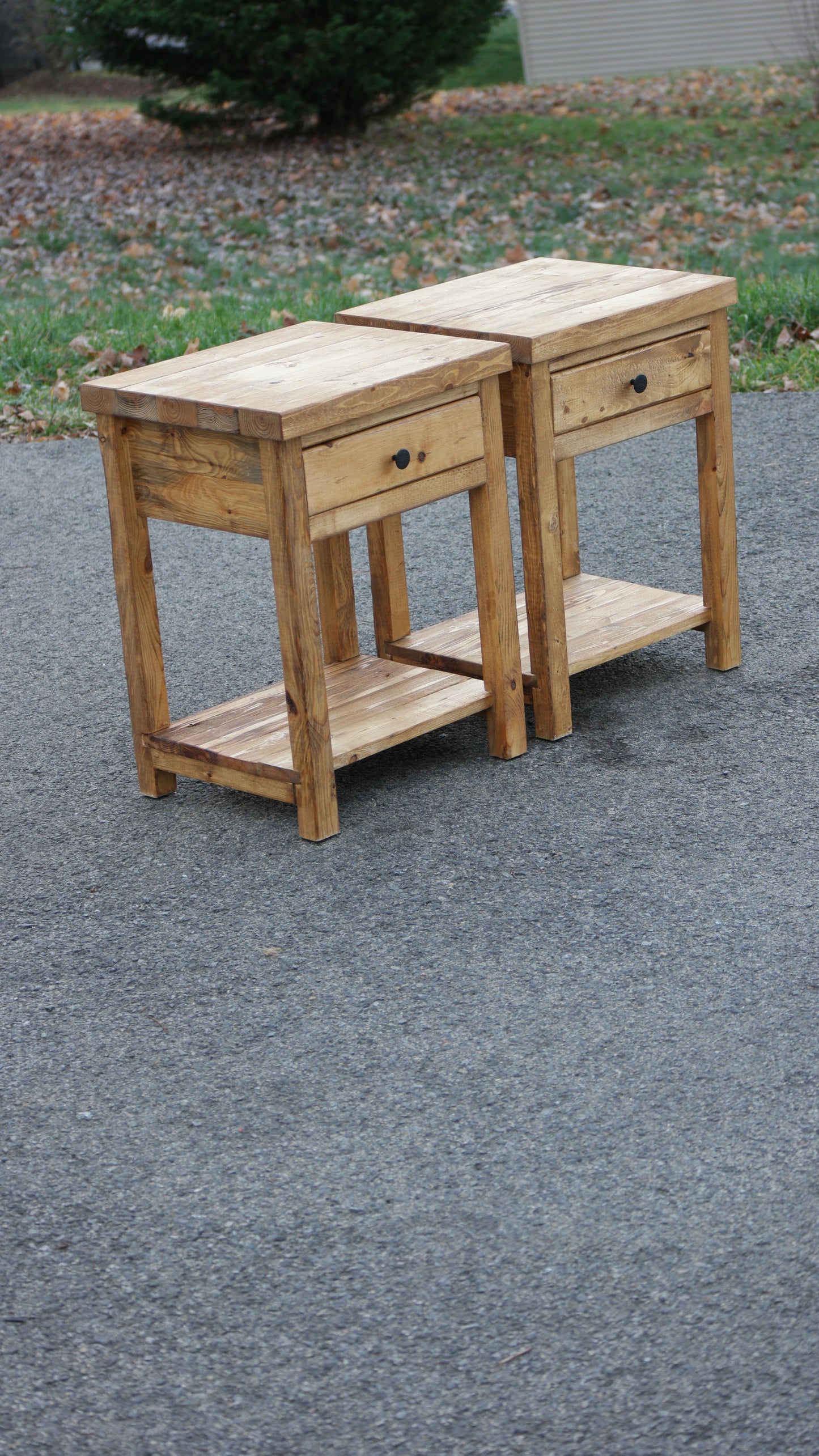 Rustic Farmhouse-Style Bedside Cabinet W/Drawer & Shelf (Weathered Oak)