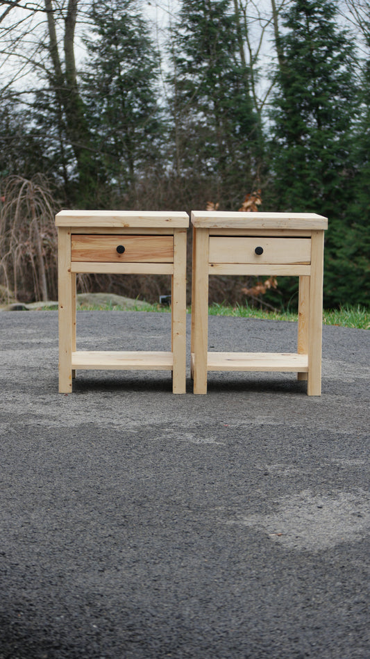Rustic Farmhouse-Style Bedside Cabinet W/Drawer & Shelf (Natural)