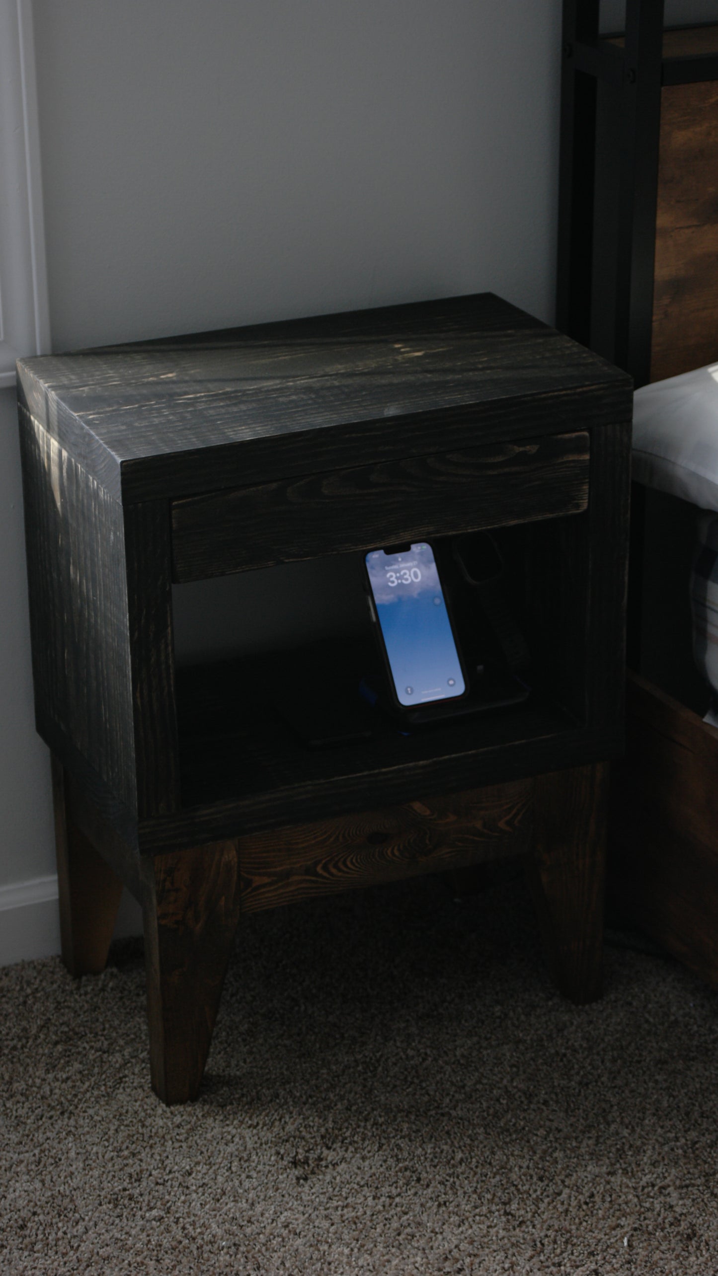 Rustic & Modern Nightstand With Drawer (Tapered Legs)