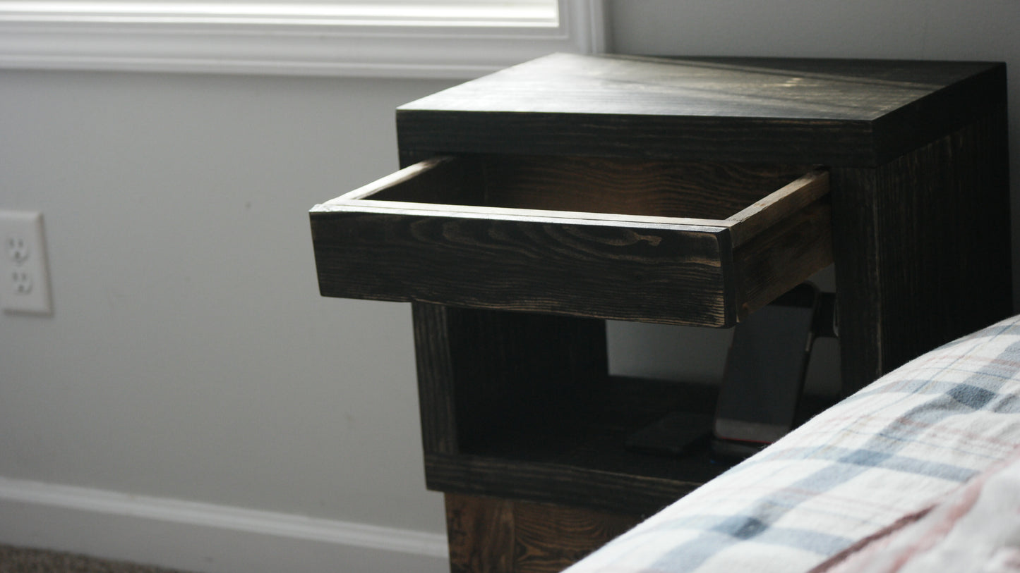 Rustic & Modern Nightstand With Drawer (Tapered Legs)