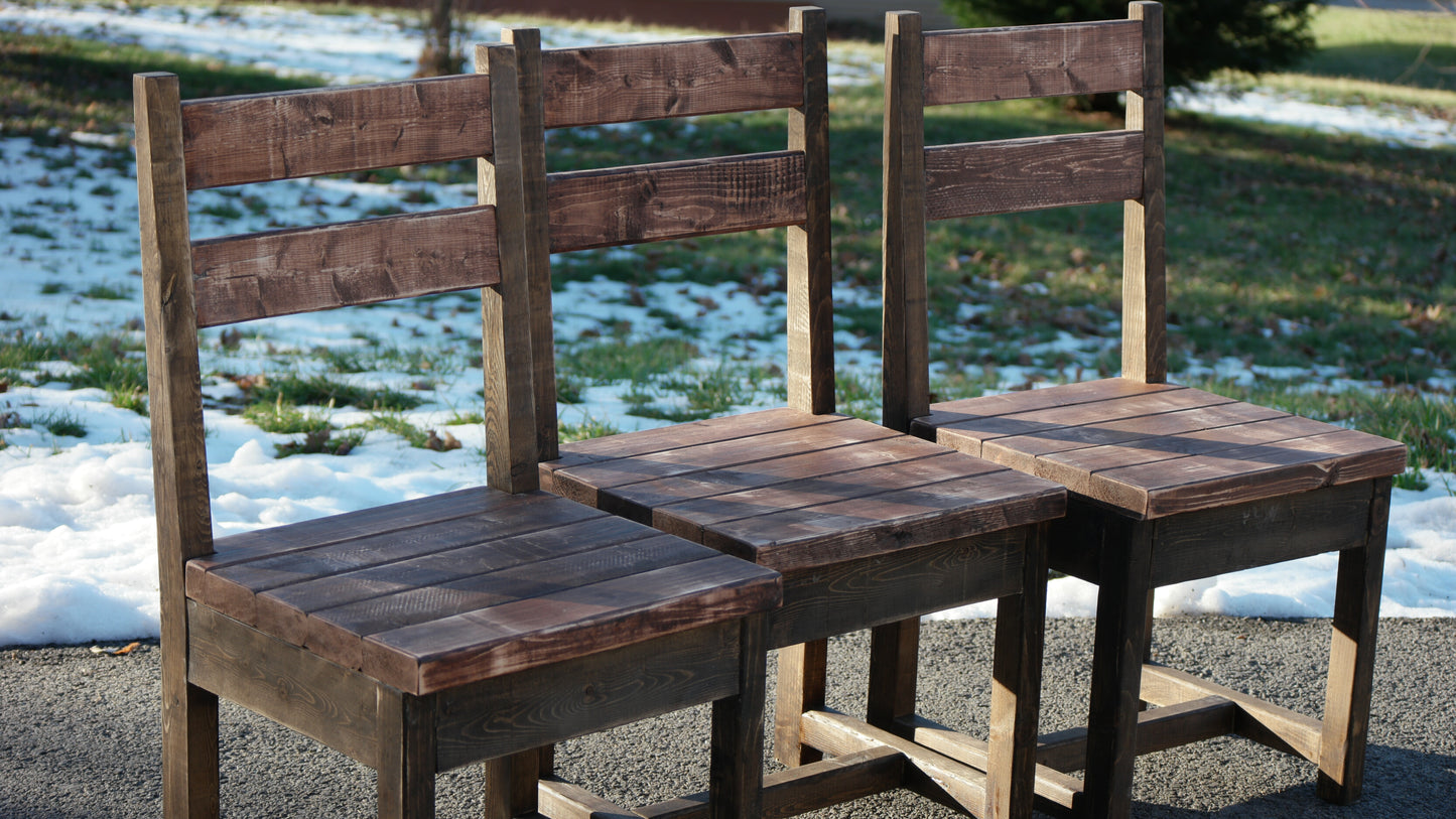 Sturdy Cabin-Style Rustic Dining Chair <Set> <Single>